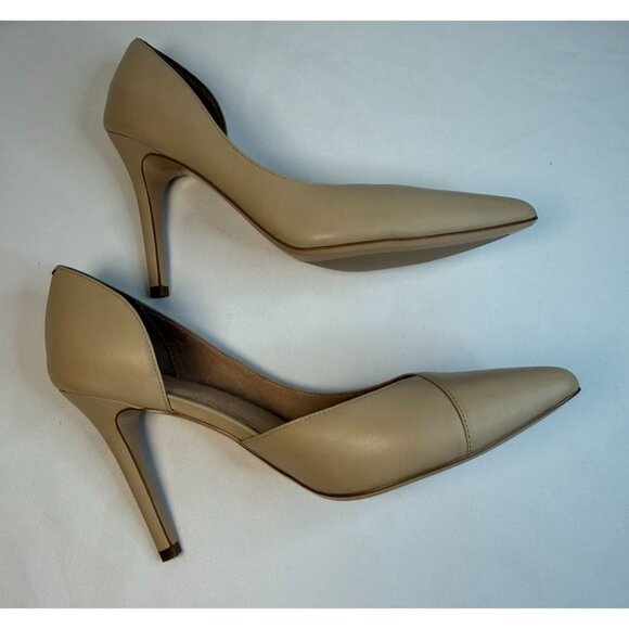 Halogen D'Orsay Heels Womens Size 9.5 Nude Leather Pointed Toe Stilettos Dressy - Picture 7 of 14